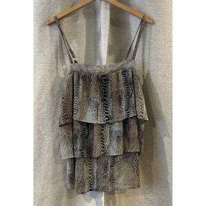 Y2K‎ Fashion Bug Women's L Ruffle Tiered Tank Animal Print